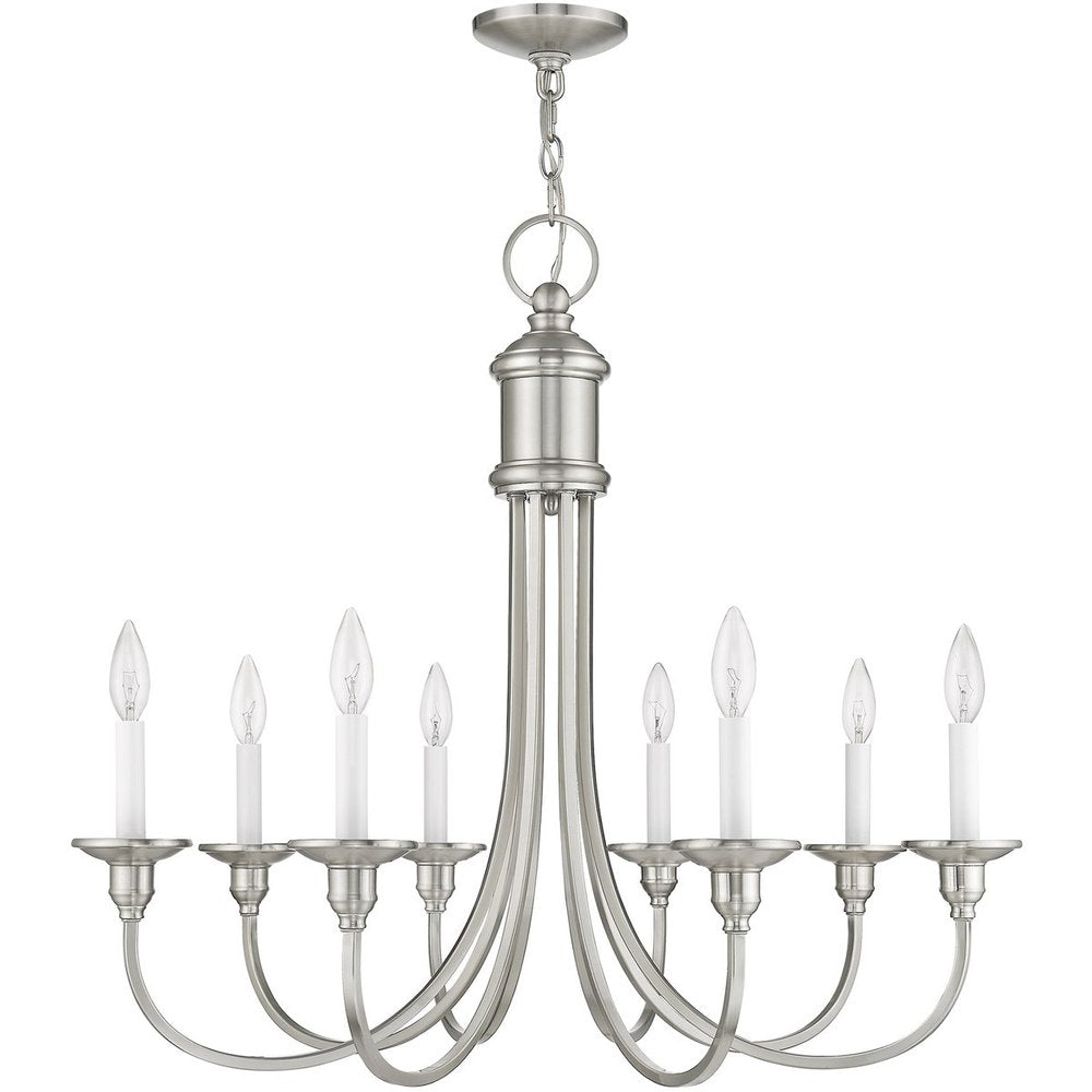 Eight Light Dimmable Chandelier With Shades