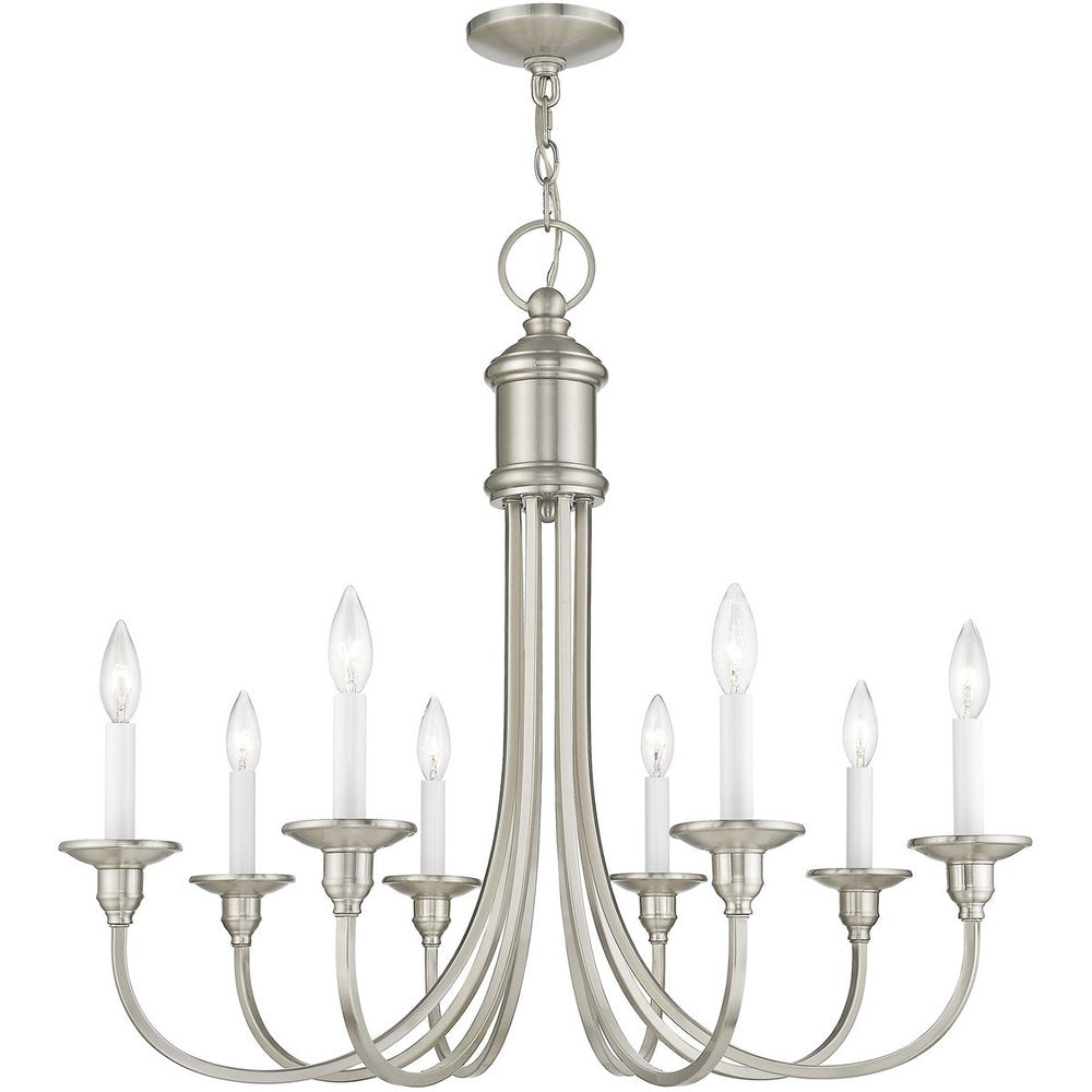 Eight Light Dimmable Chandelier With Shades