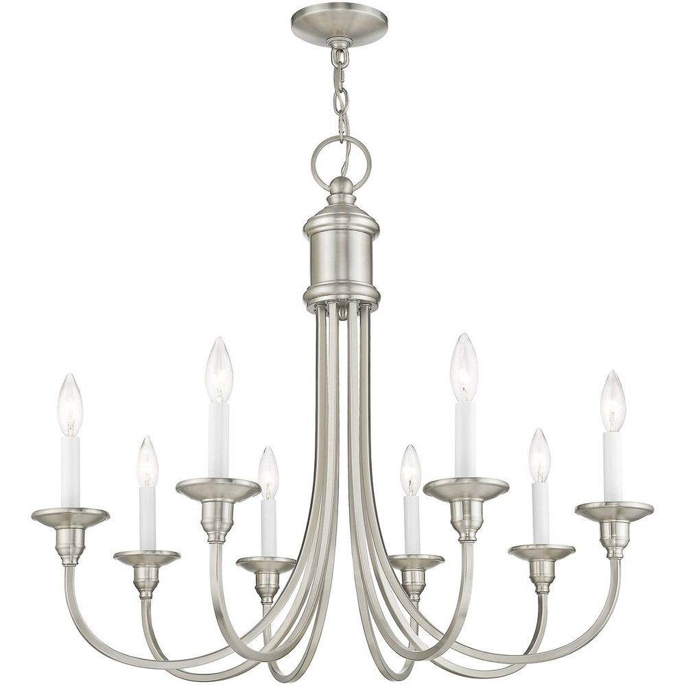 Eight Light Dimmable Chandelier With Shades