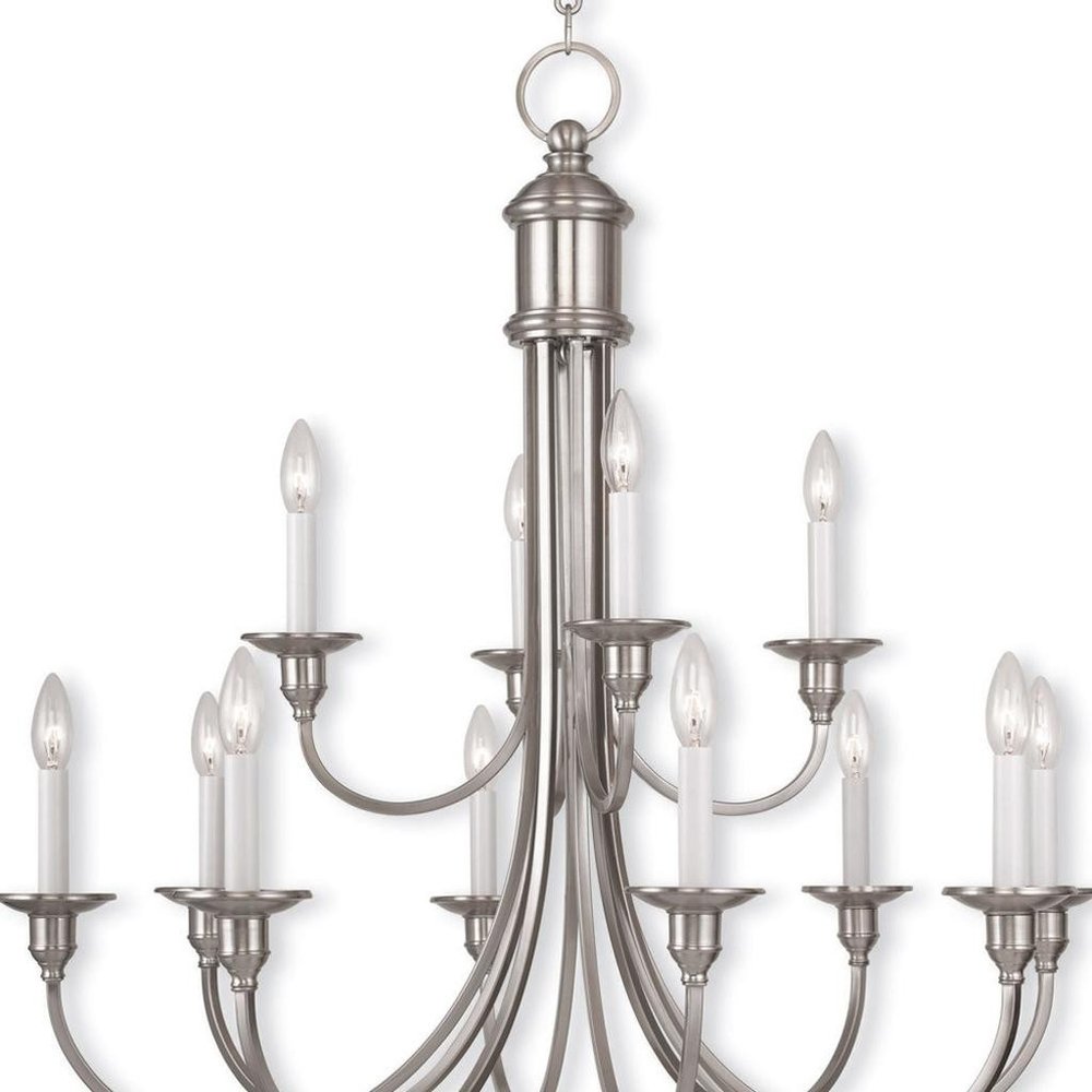Twelve Light Dimmable Chandelier With Shades