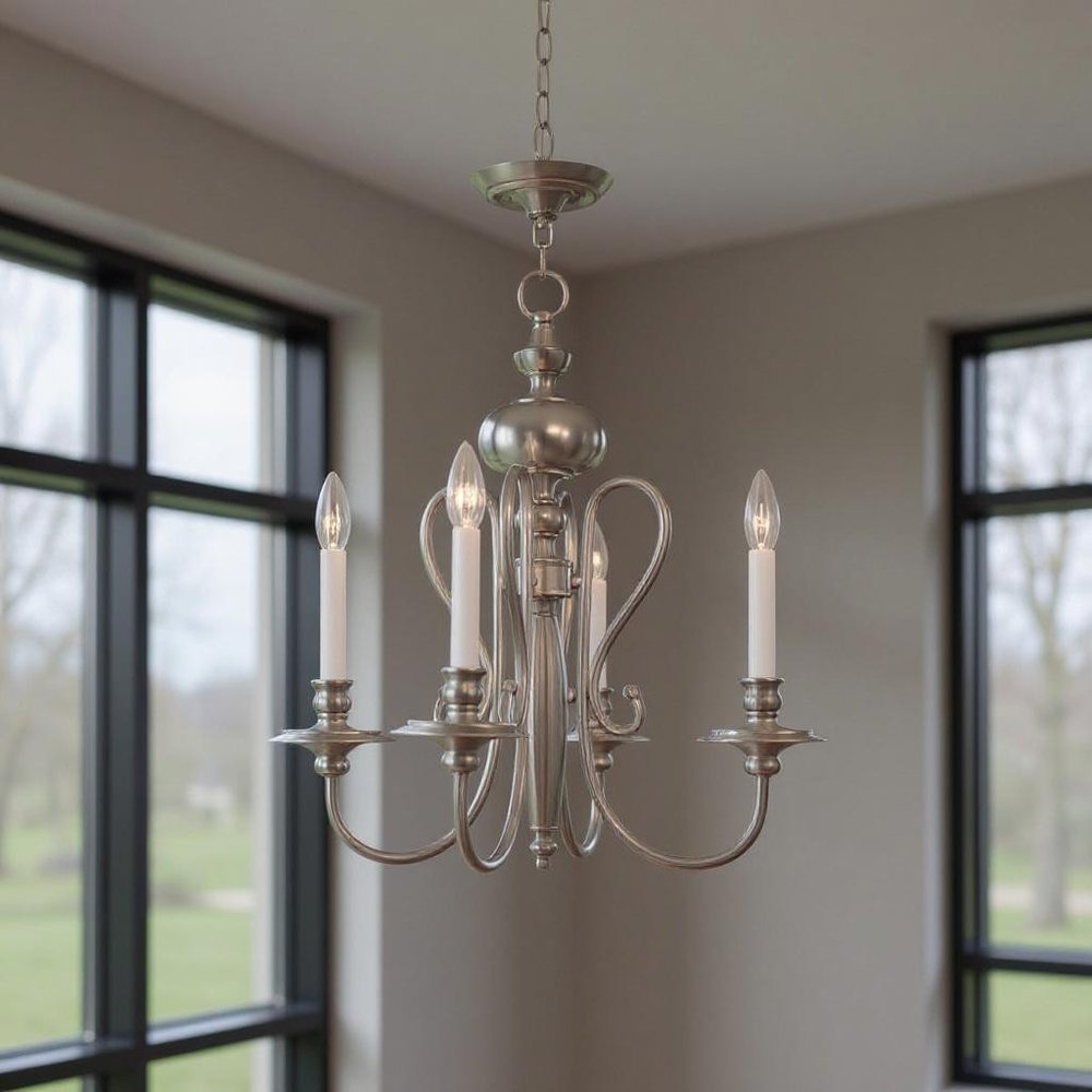 Four Light Dimmable Chandelier With Shades