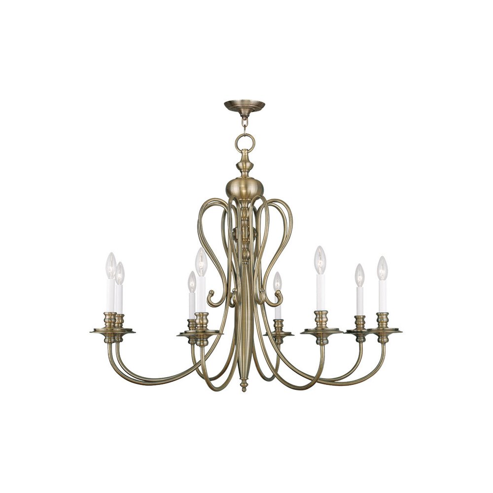 Eight Light Dimmable Chandelier With Shades