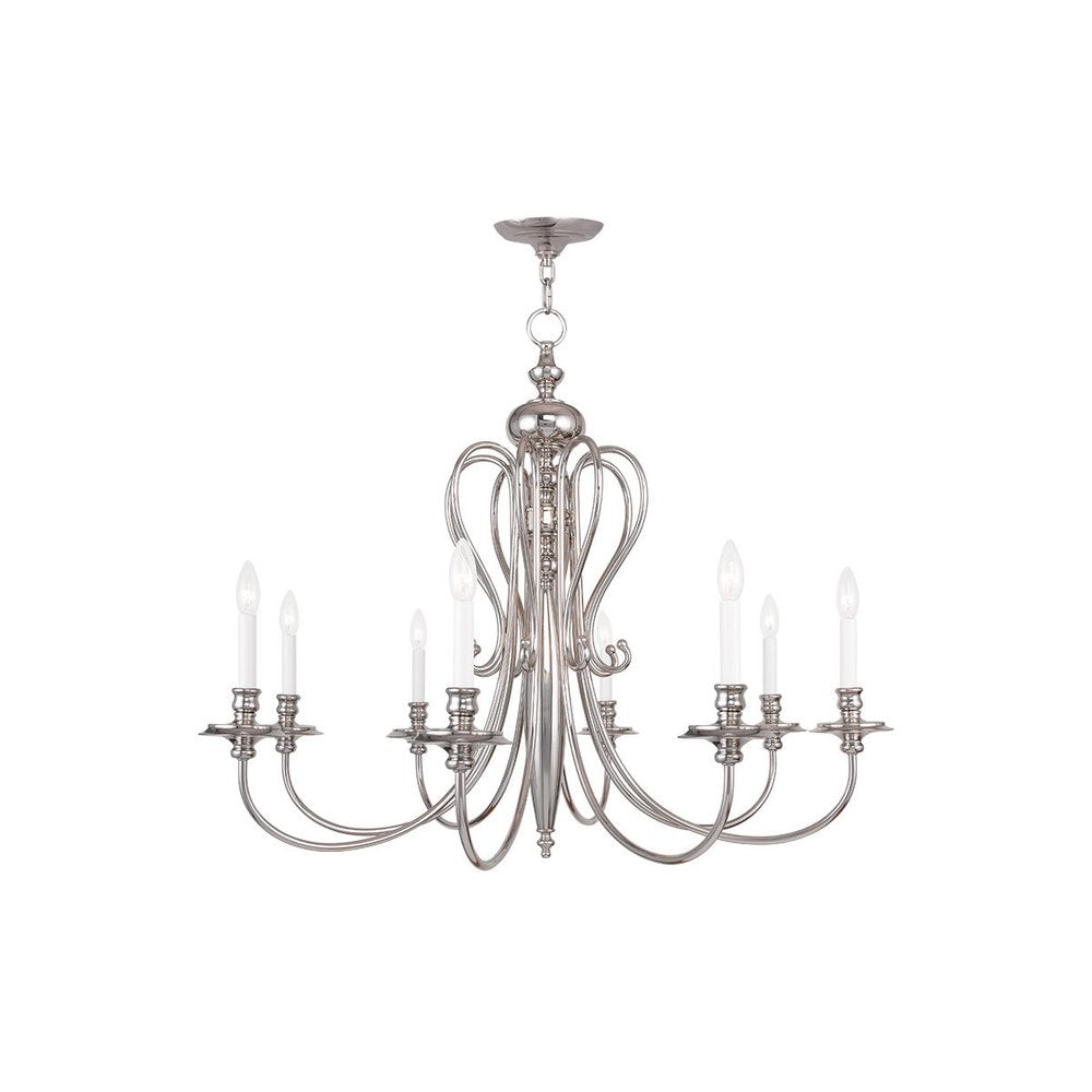 Eight Light Dimmable Chandelier With Shades