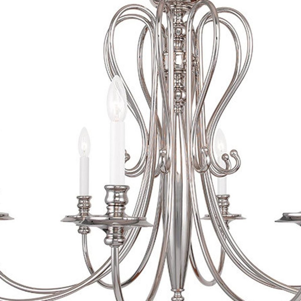Eight Light Dimmable Chandelier With Shades