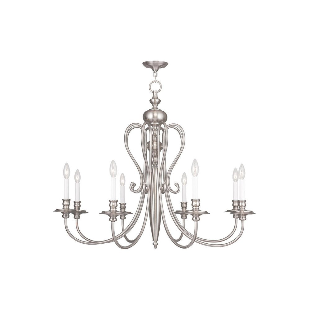 Eight Light Dimmable Chandelier With Shades