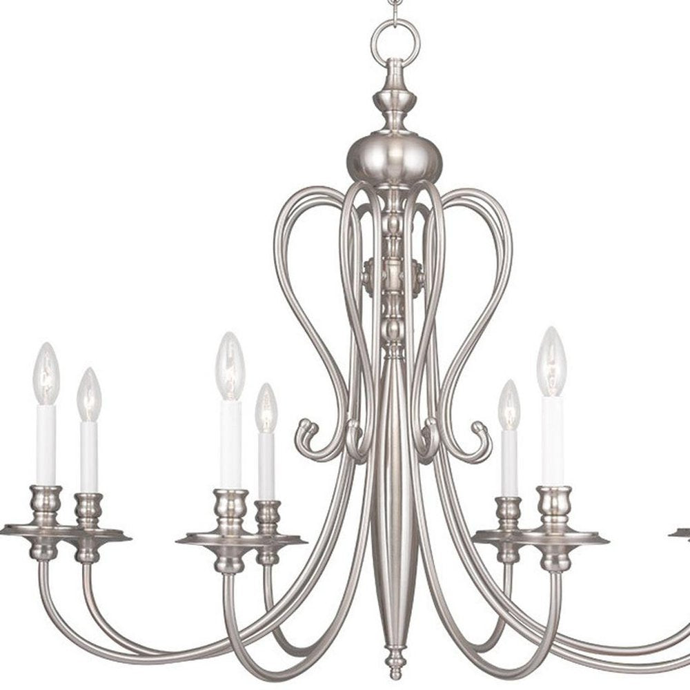 Eight Light Dimmable Chandelier With Shades