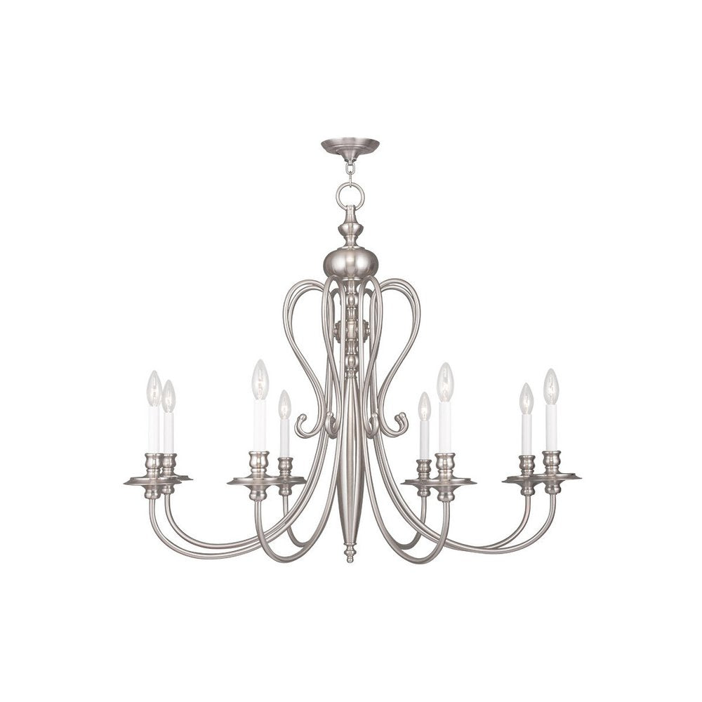 Eight Light Dimmable Chandelier With Shades