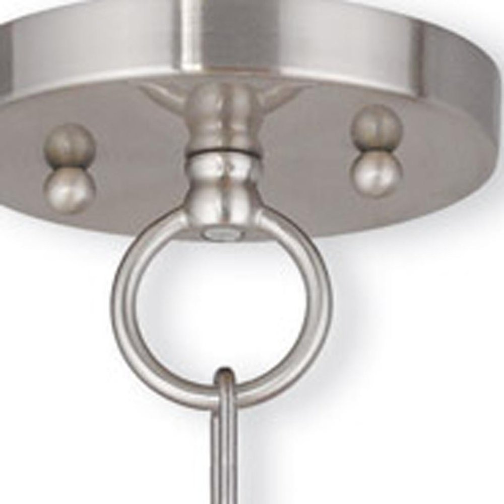 Nickel And Clear Three Light Metal Dimmable Chandelier With Shades