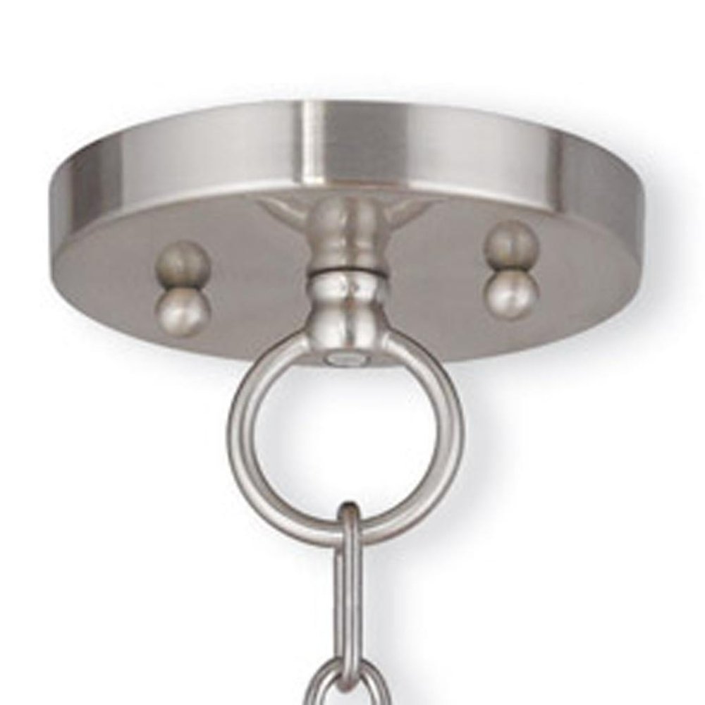 Nickel And Clear Three Light Metal Dimmable Chandelier With Shades