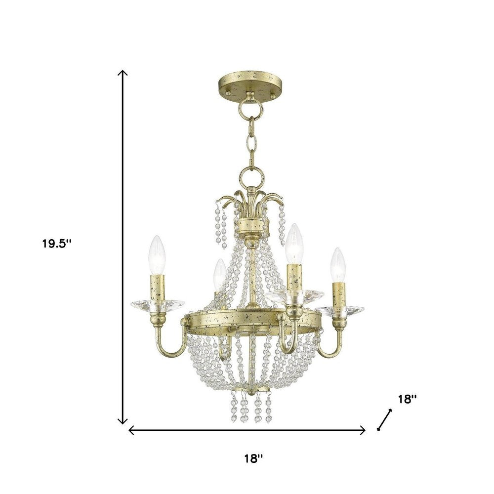 Gold Four Light Metal Dimmable Chandelier With Shades