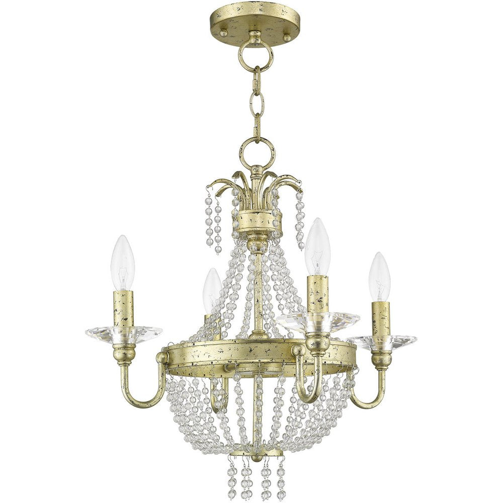 Gold Four Light Metal Dimmable Chandelier With Shades
