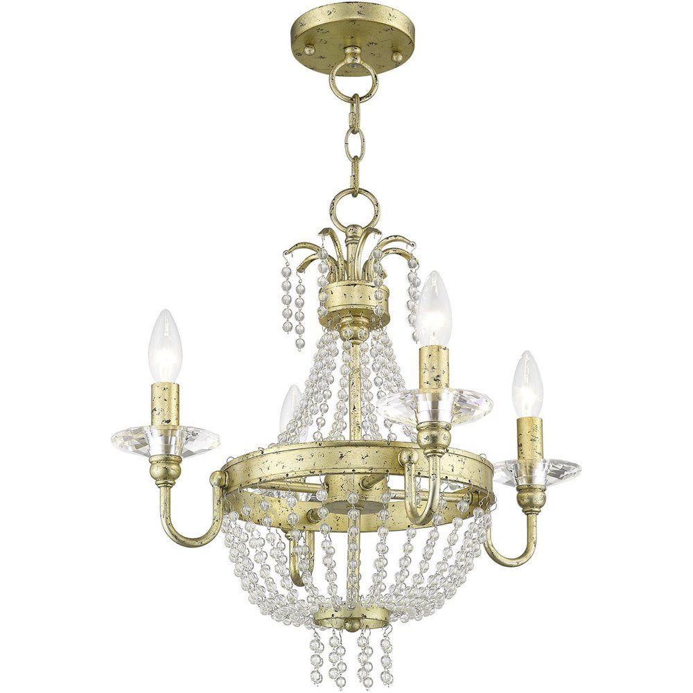 Gold Four Light Metal Dimmable Chandelier With Shades