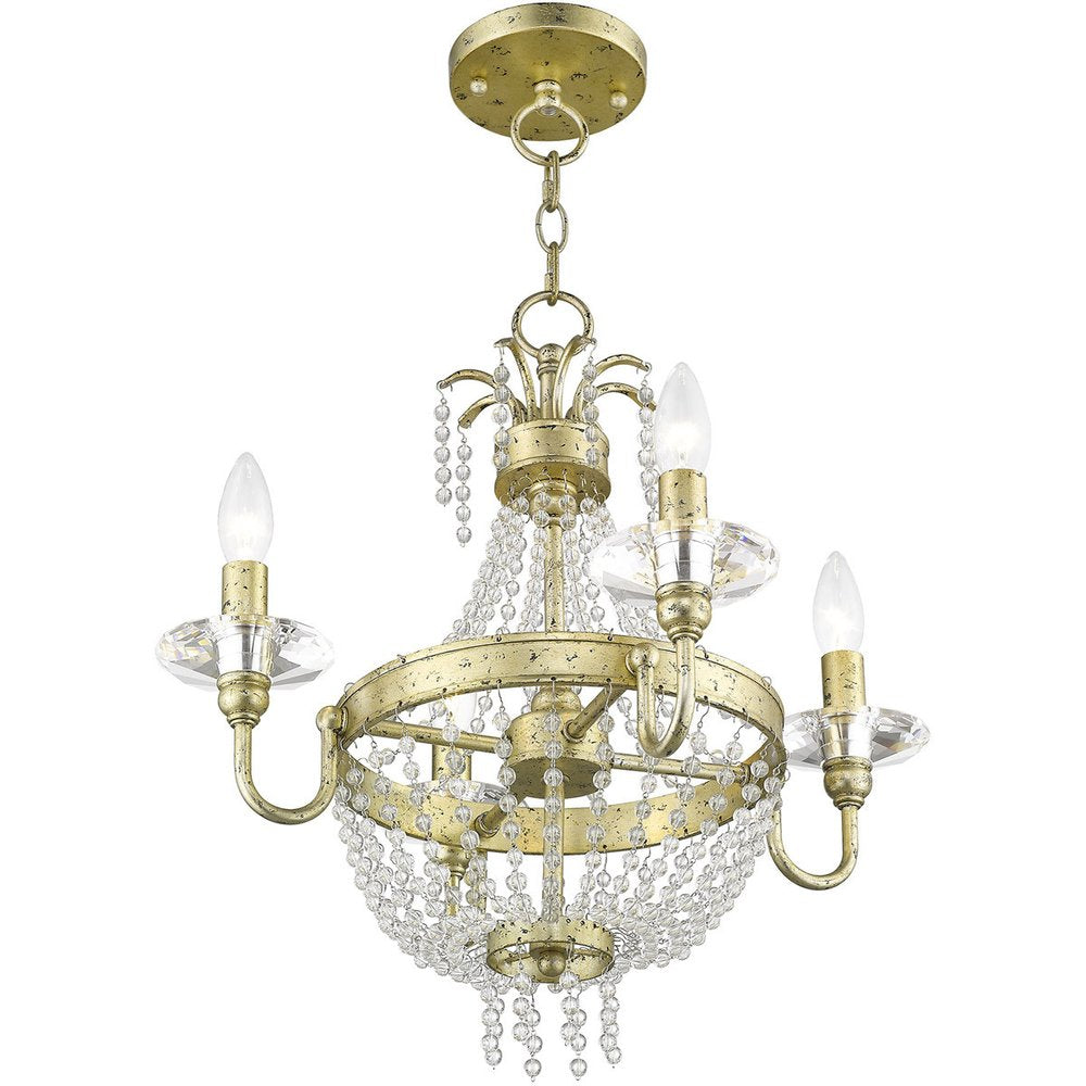 Gold Four Light Metal Dimmable Chandelier With Shades