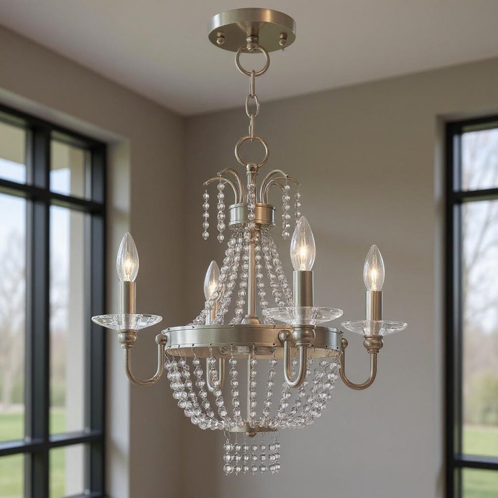 Four Light Dimmable Chandelier With Shades