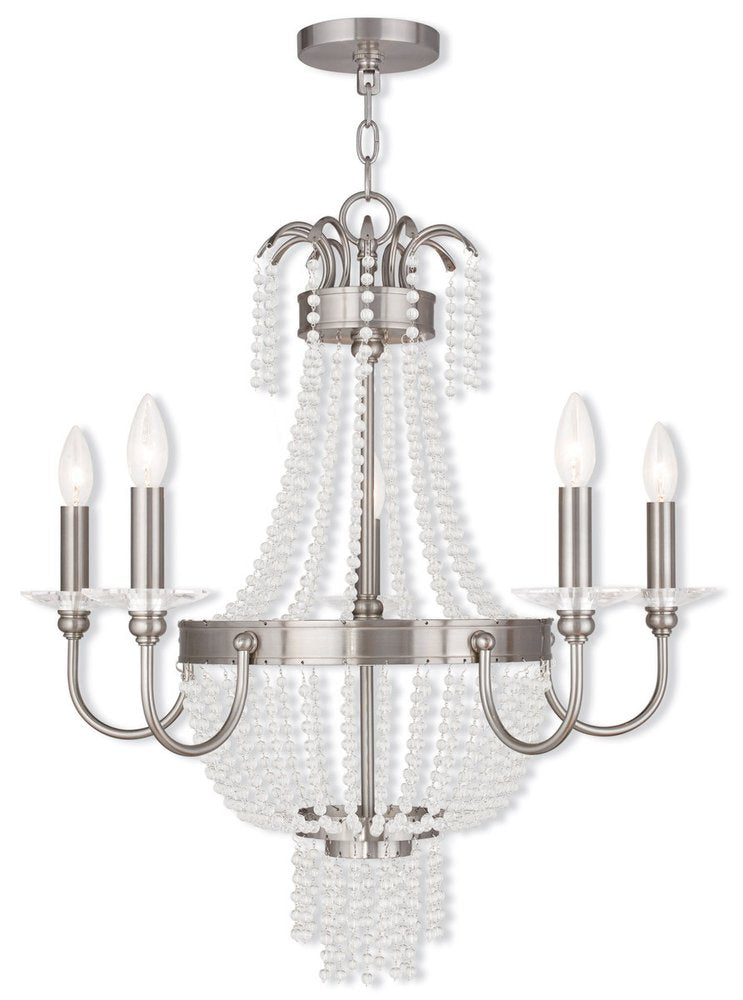Five Light Dimmable Chandelier With Shades