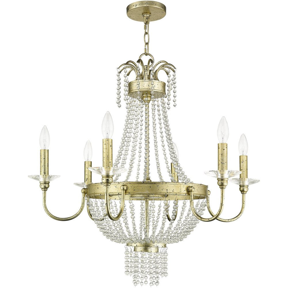 Six Light Dimmable Chandelier With Shades