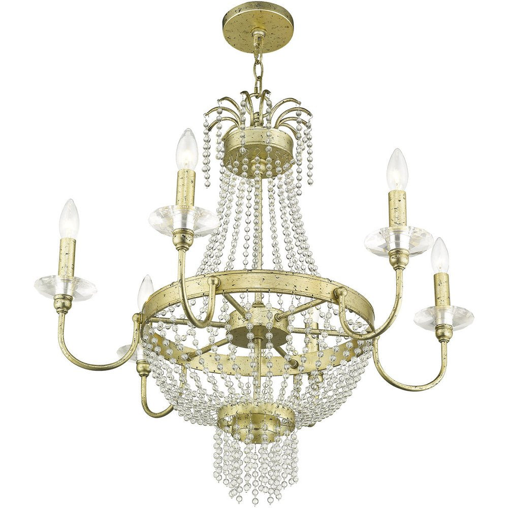 Six Light Dimmable Chandelier With Shades