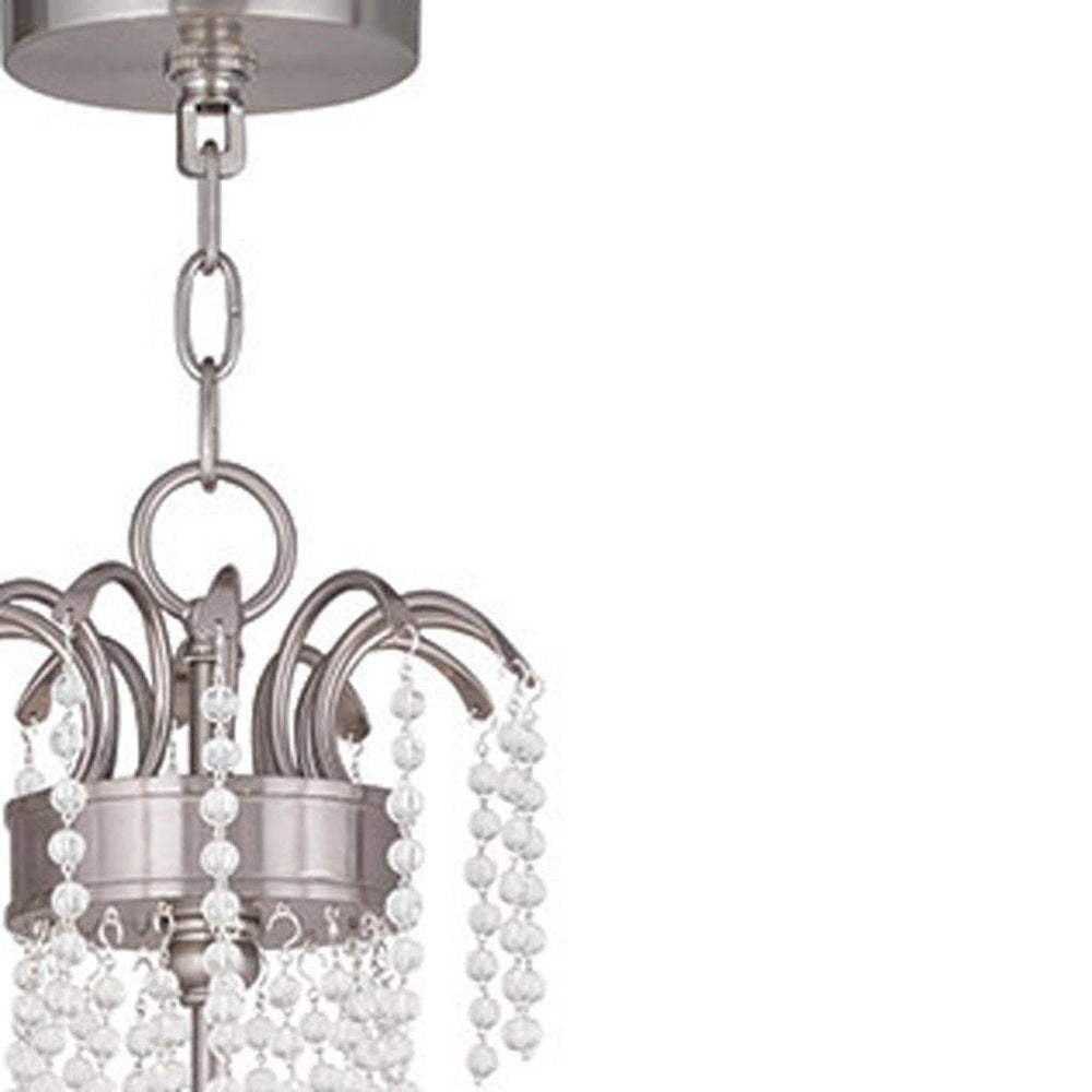 Nickel And Clear Six Light Metal Dimmable Chandelier With Shades
