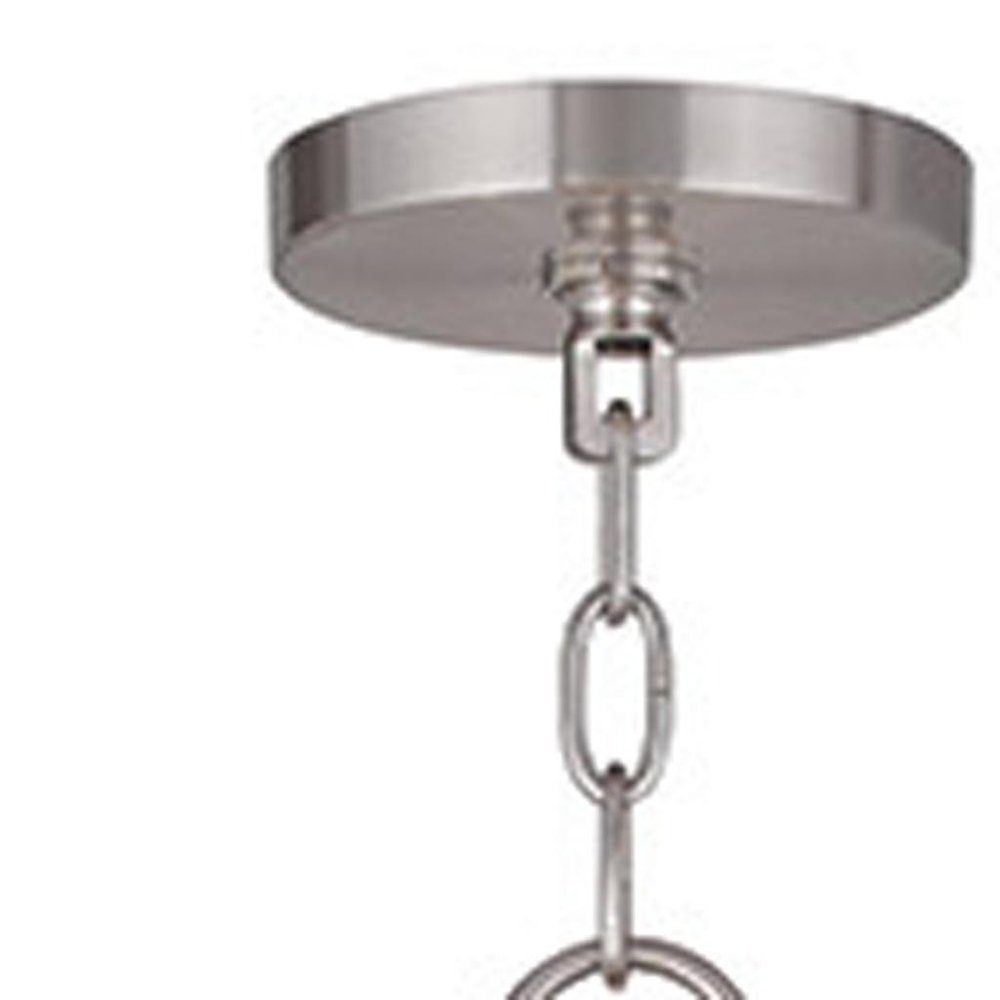 Nickel And Clear Eight Light Metal Dimmable Chandelier With Shades