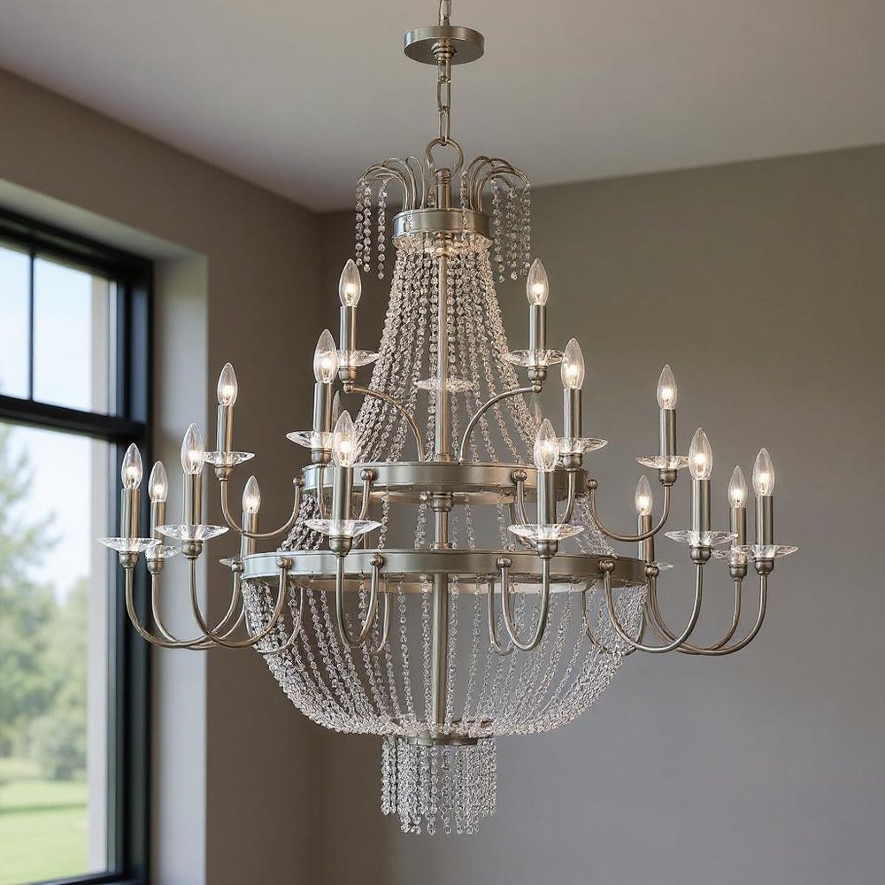 Multi Light Dimmable Chandelier With Shades