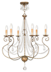 Six Light Dimmable Chandelier With Shades