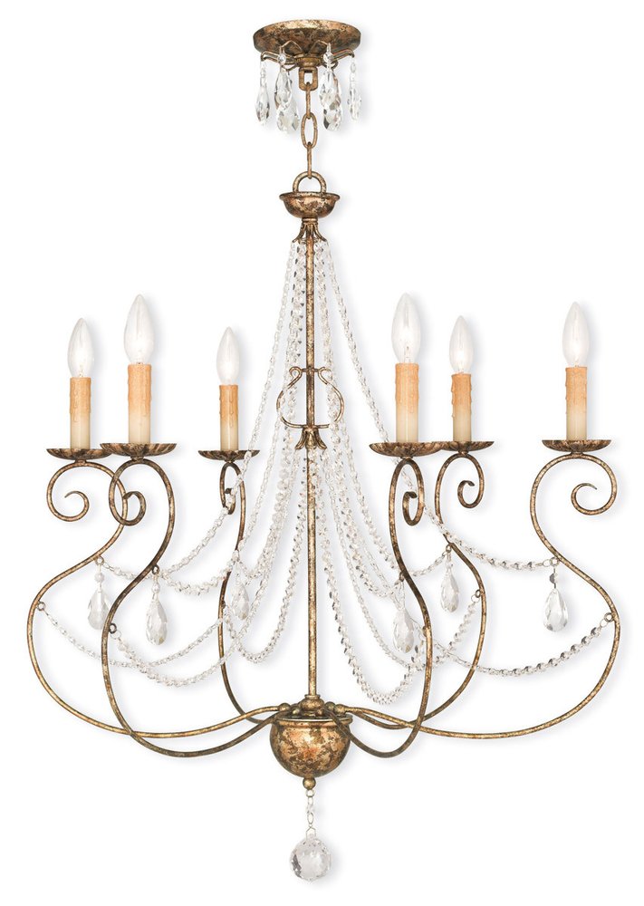 Six Light Dimmable Chandelier With Shades