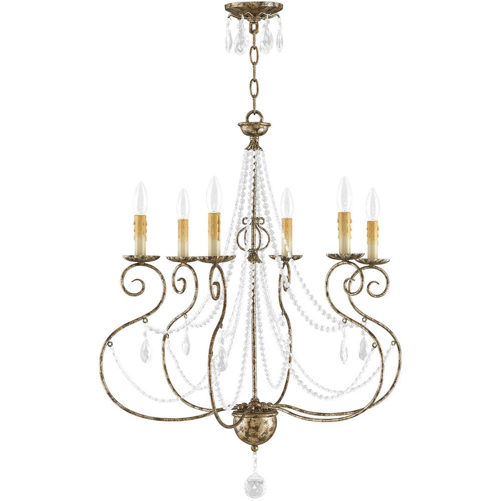 Six Light Dimmable Chandelier With Shades