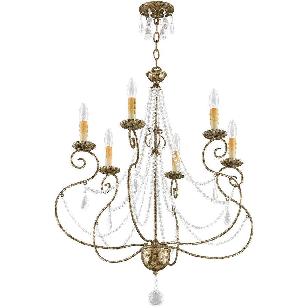Six Light Dimmable Chandelier With Shades