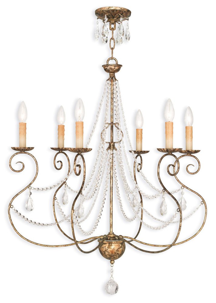 Six Light Dimmable Chandelier With Shades