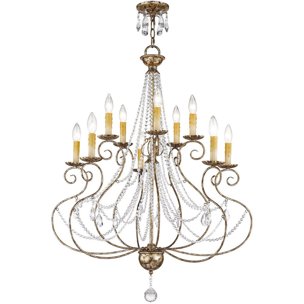 Ten Light Dimmable Chandelier With Shades