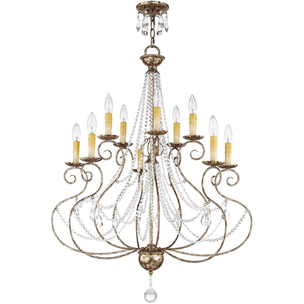 Ten Light Dimmable Chandelier With Shades