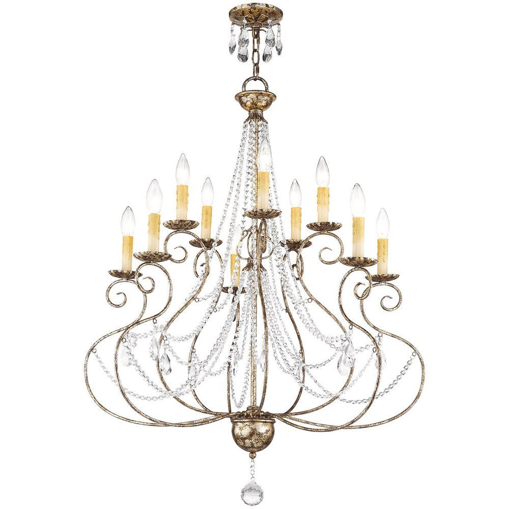 Ten Light Dimmable Chandelier With Shades