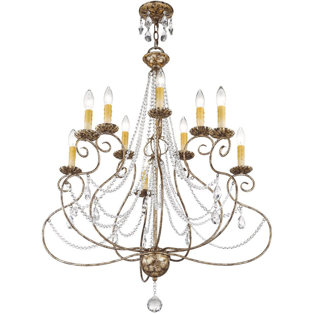Ten Light Dimmable Chandelier With Shades