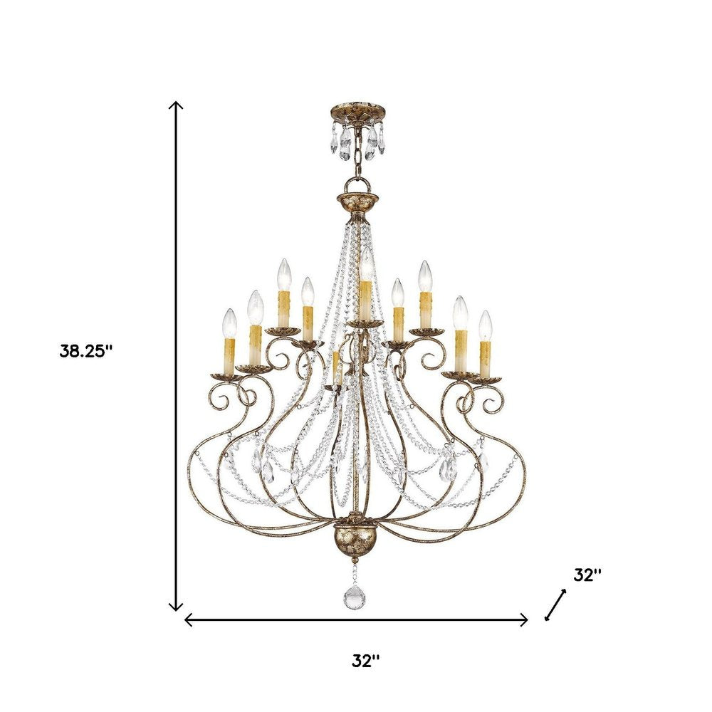 Ten Light Dimmable Chandelier With Shades