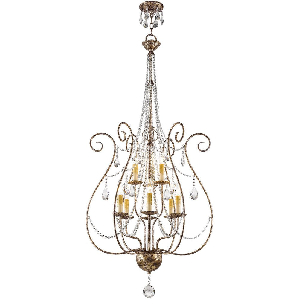 Nine Light Dimmable Chandelier With Shades