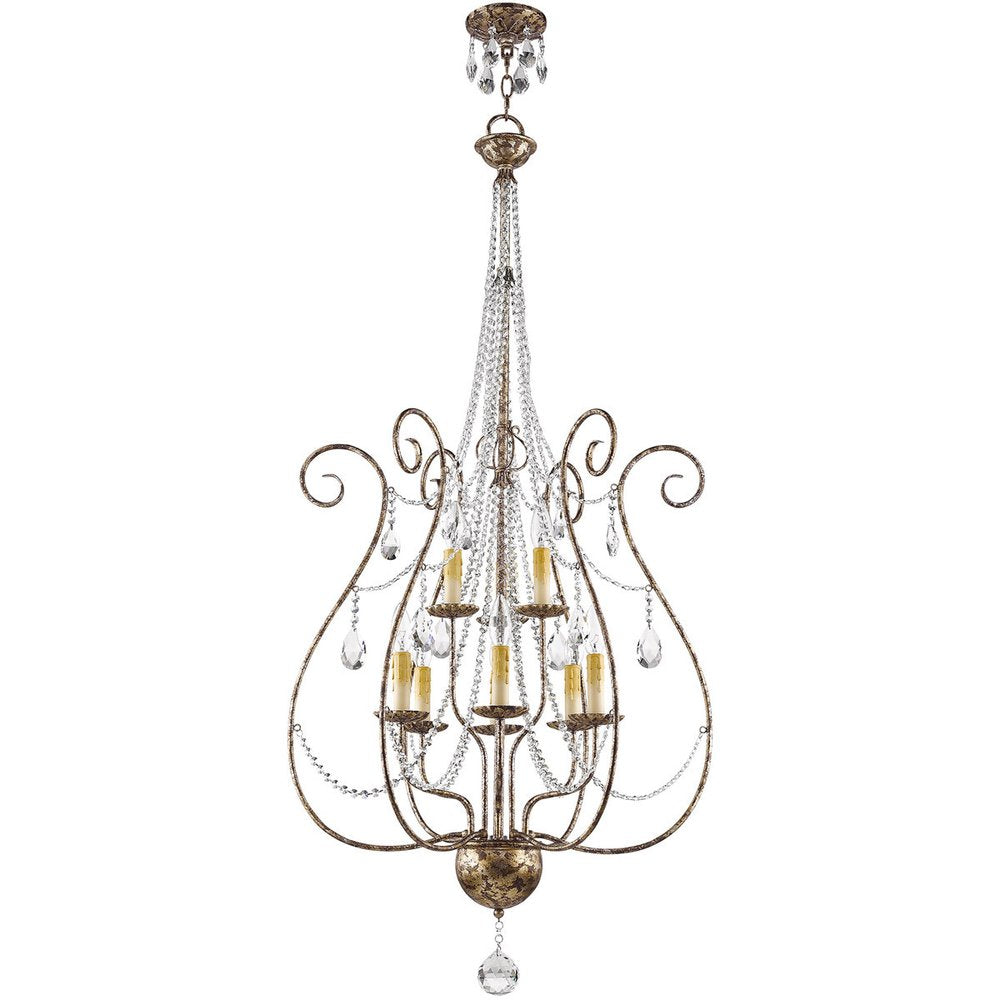 Nine Light Dimmable Chandelier With Shades