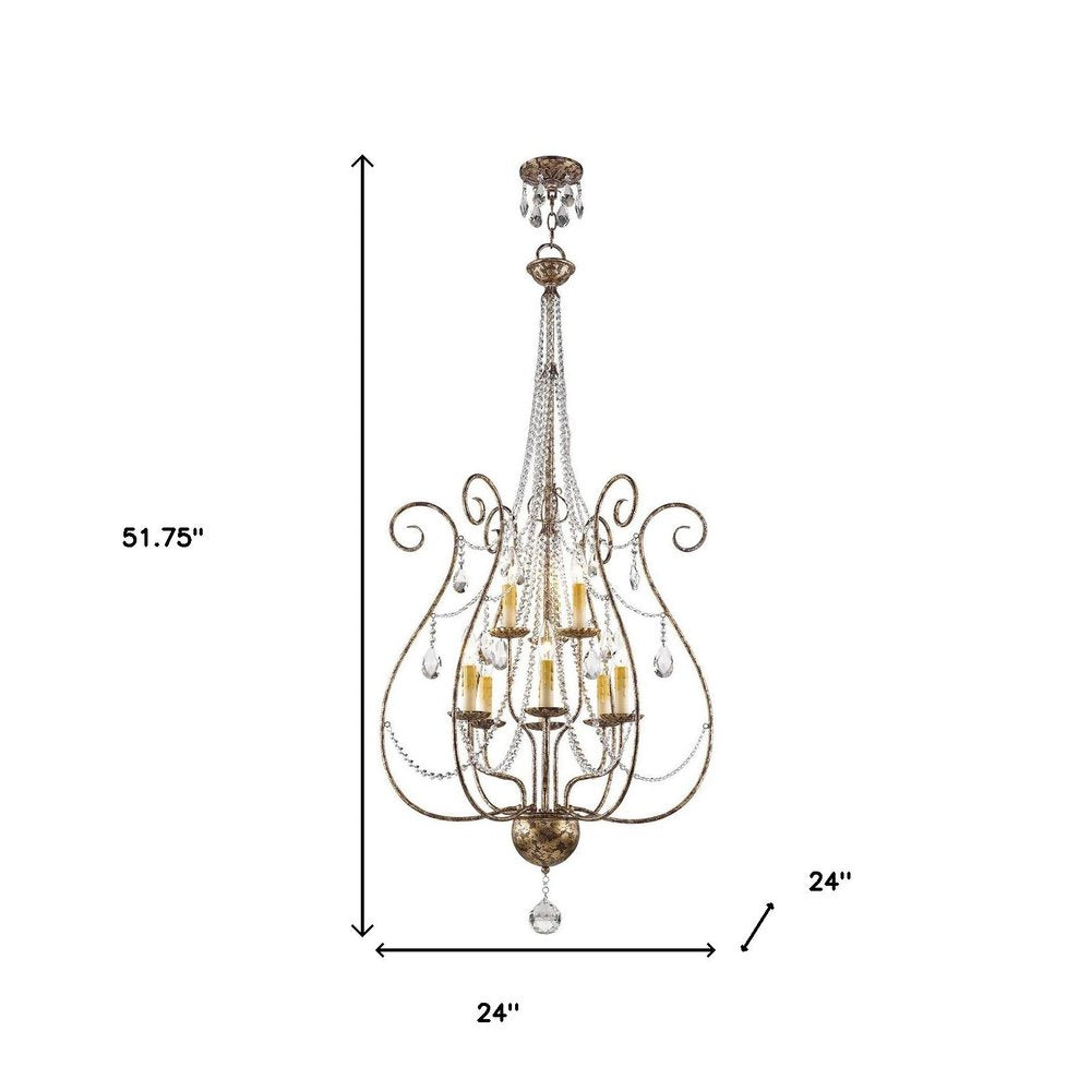 Nine Light Dimmable Chandelier With Shades