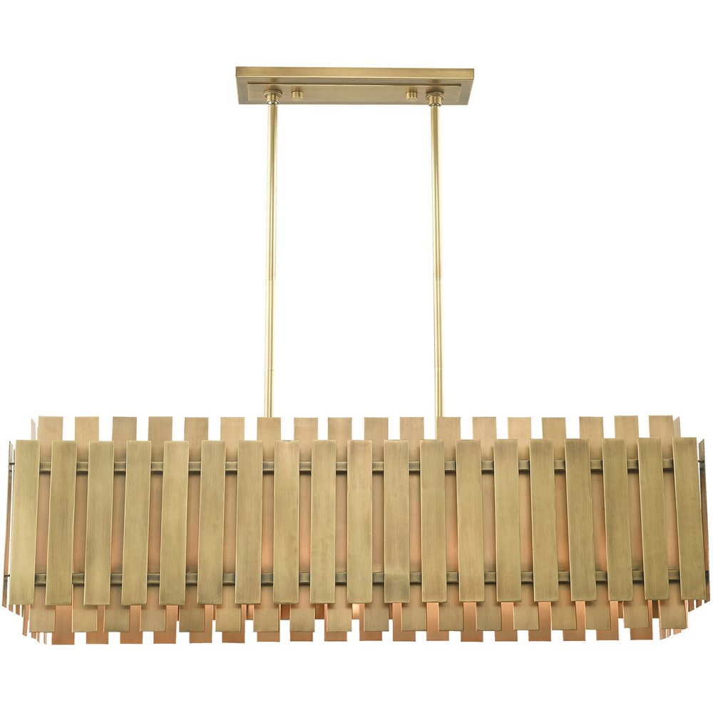 Brass Five Light Metal Dimmable Chandelier With Shades