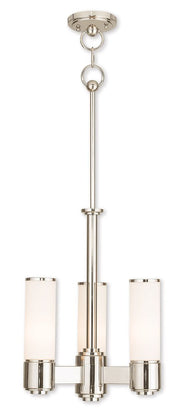 Nickel And Opal Three Light Metal Dimmable Chandelier With Shades
