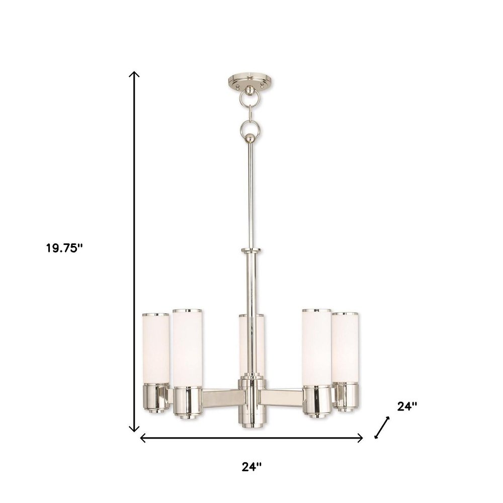Five Light Dimmable Chandelier With Shades