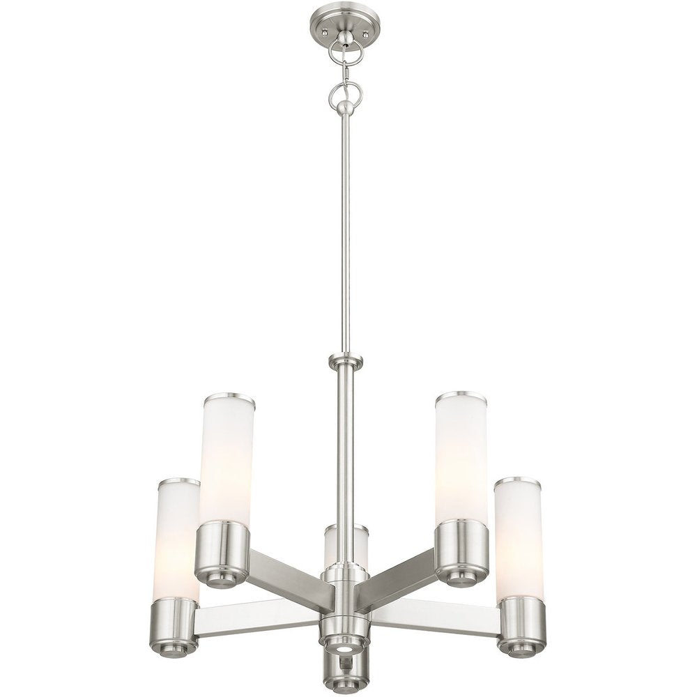 Five Light Dimmable Chandelier With Shades