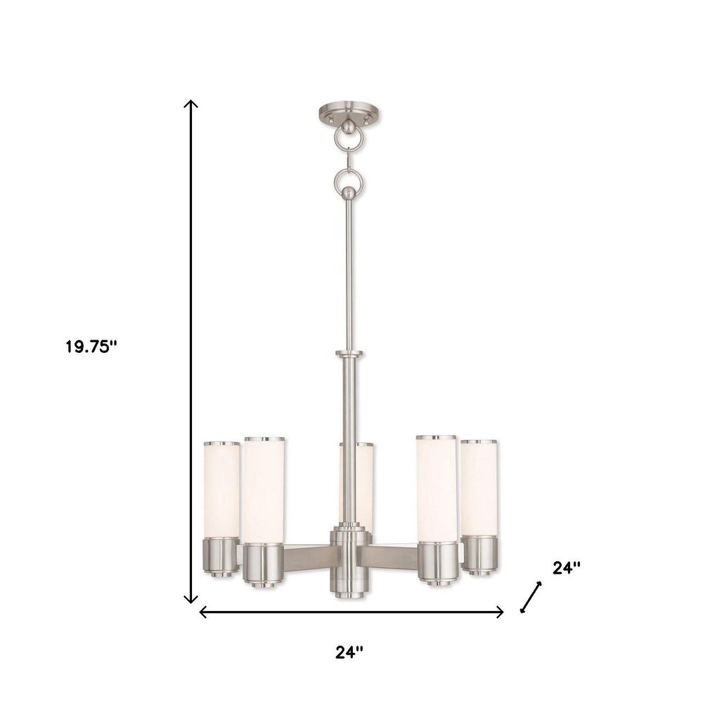 Five Light Dimmable Chandelier With Shades