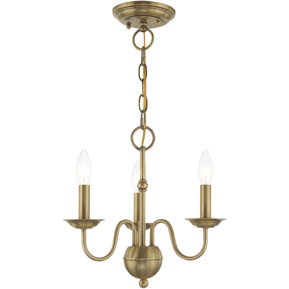 Antiqued Brass Three Light Metal Dimmable Chandelier With Shades