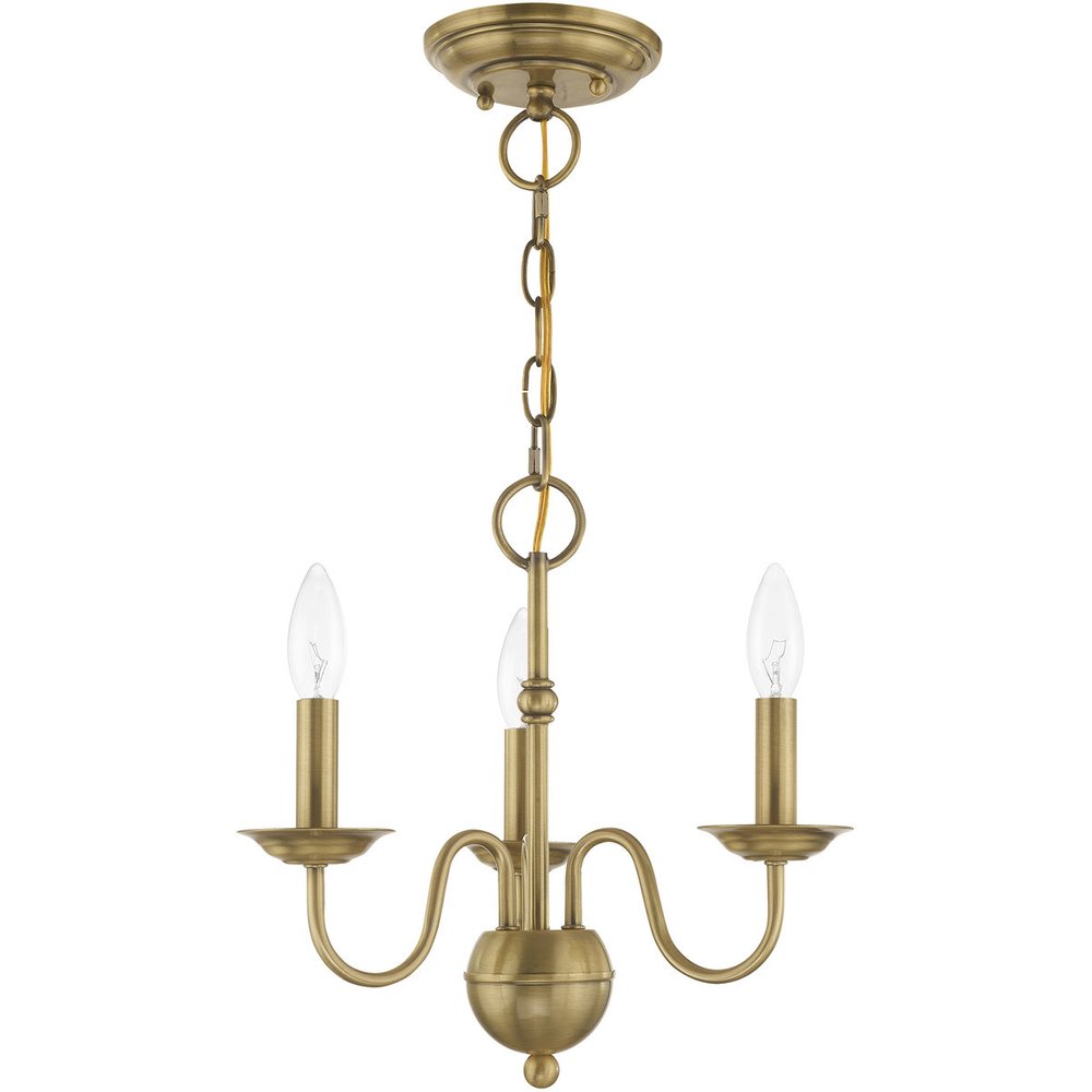 Antiqued Brass Three Light Metal Dimmable Chandelier With Shades
