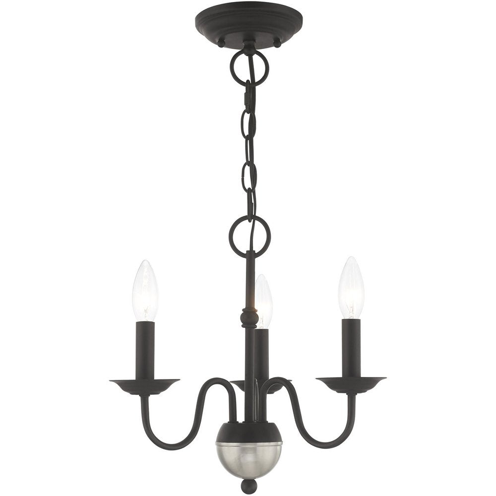 Black Three Light Dimmable Chandelier With Shades