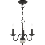 Black Three Light Dimmable Chandelier With Shades