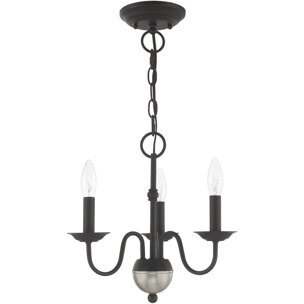 Black Three Light Dimmable Chandelier With Shades