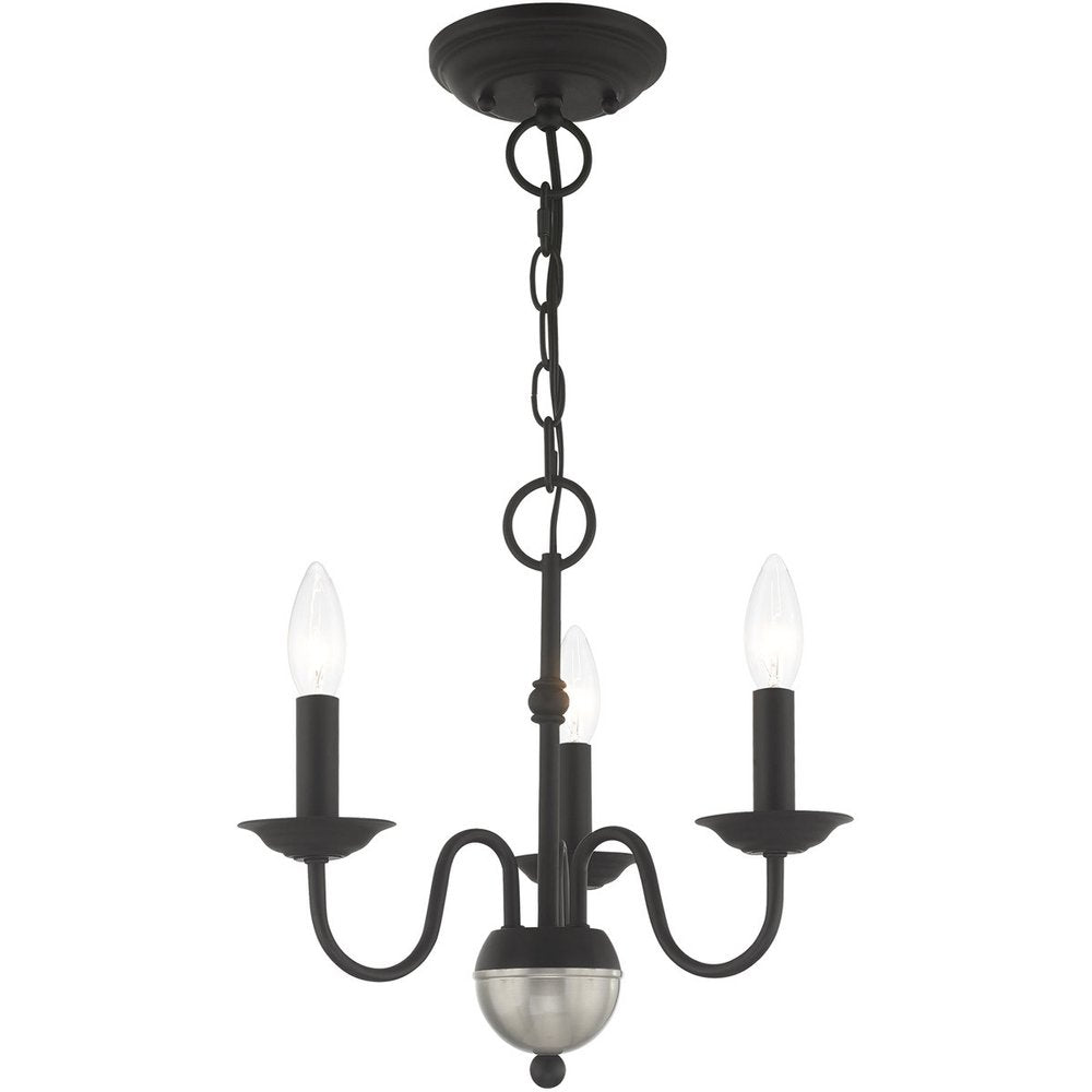 Black Three Light Dimmable Chandelier With Shades