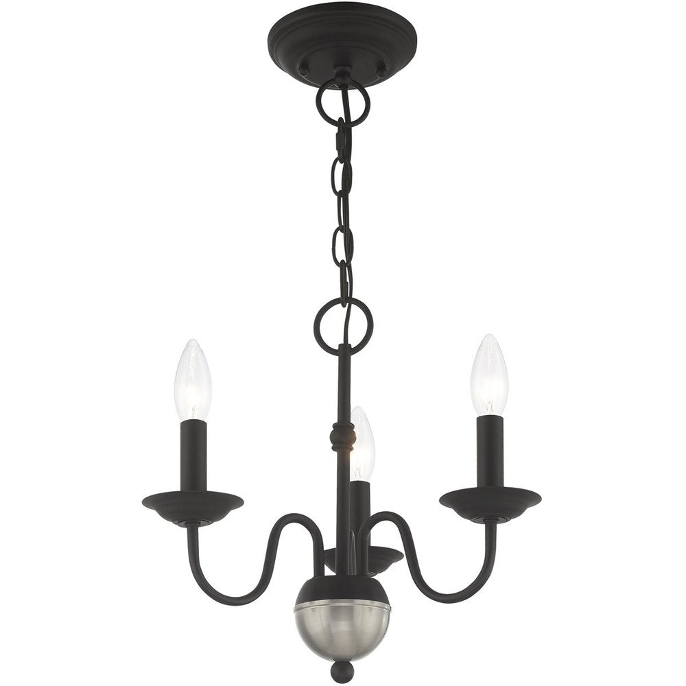 Black Three Light Dimmable Chandelier With Shades