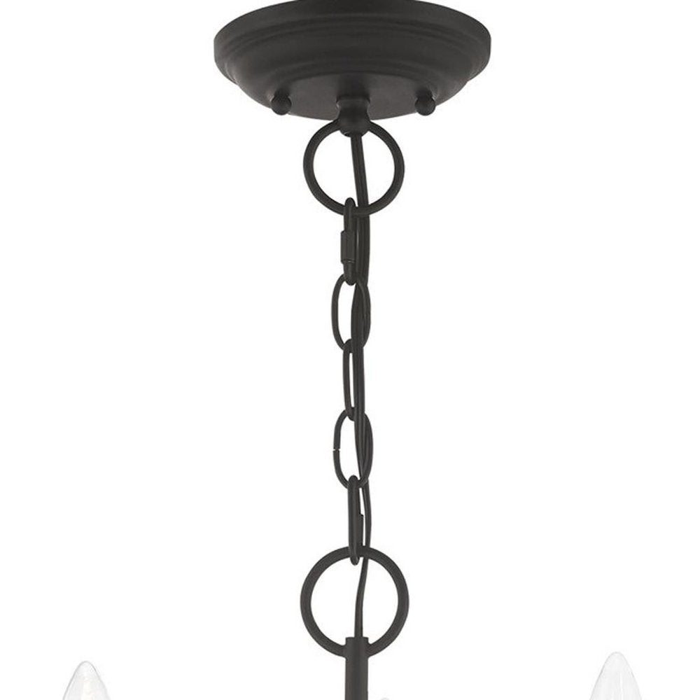 Black Three Light Dimmable Chandelier With Shades